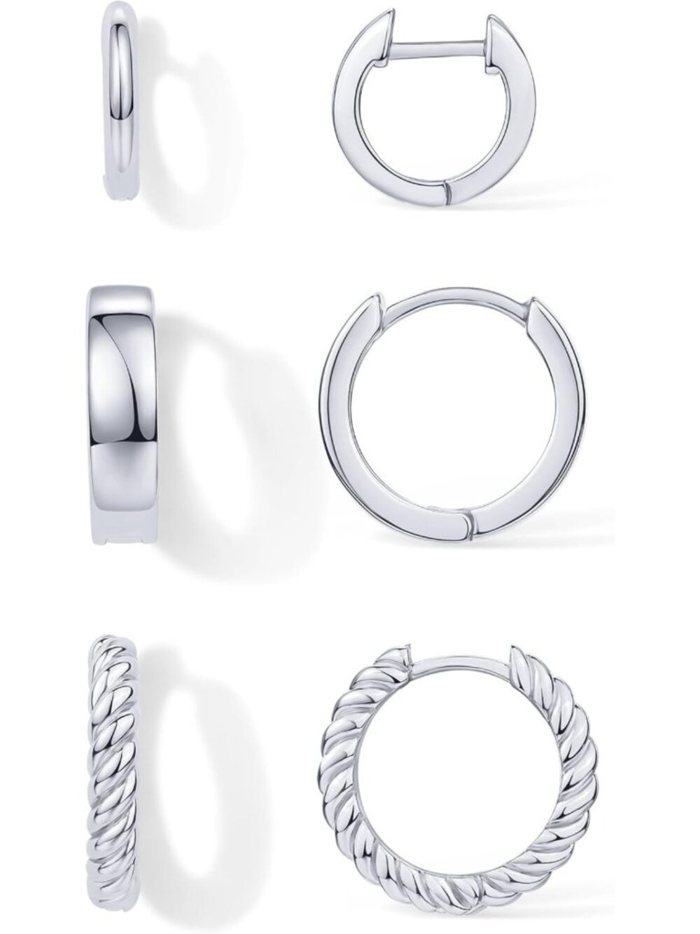 3-Pair Gold Hoop Huggie Earrings Set for Women - Stylish & Versatile Jewelry